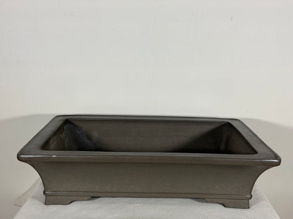 Preowned Japanese Tokoname Unglazed Rectangular Bonsai Pot Gyouzan Nakano - 16.5” x 12” x 4”