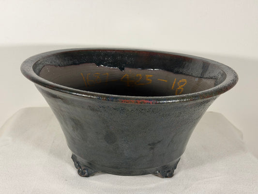 New Japanese Tokoname Glazed Round Bonsai Pot Syuho - 12” By 5.75”