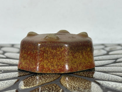 Preowned Japanese Tokoname Glazed Octagon Shape Bonsai Pot with Stamps - 2.75” By 2 3/8”