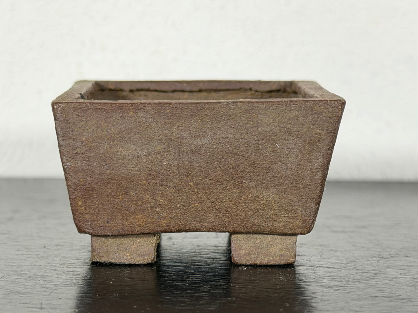 Preowned Japanese Tokoname Unglazed Square Bonsai Pot With Stamp - 1.75” By 1”