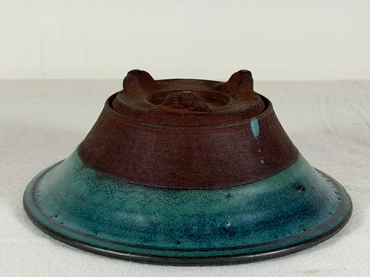 Preowned Japanese Tokoname Round Bonsai Pot Tosui - 6” By 2.25”