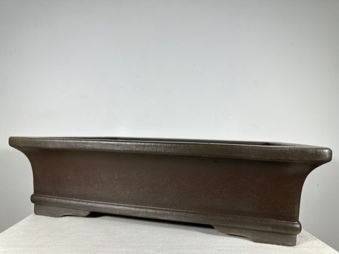 Preowned Japanese Tokoname Unglazed Rectangular Bonsai Pot Yamaaki - 17.75” By 14”