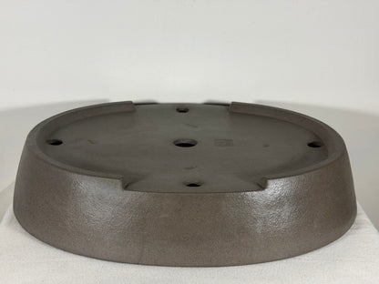 Preowned Japanese Tokoname Unglazed Oval Bonsai Pot Keizan - 16.25” By 12.75”