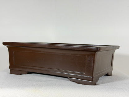 Preowned Vintage Japanese Tokoname Unglazed Rectangular Bonsai Pot Housei - 12.25” By 9.25”