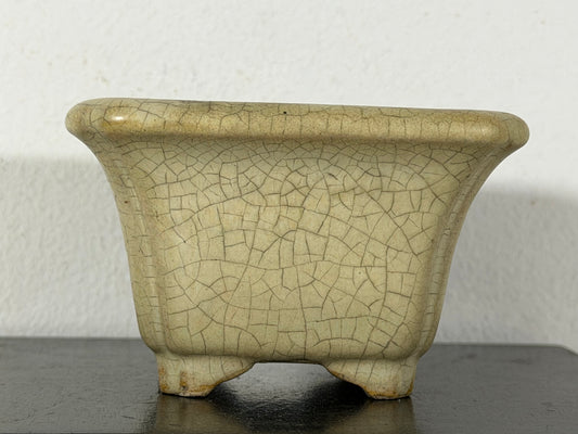 Preowned Japanese Tokoname Glazed Cascade Bonsai Pot with Stamp - 3.75”  By 2.25”