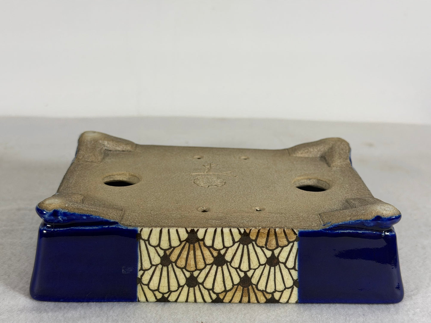 New Japanese Tokoname Glazed Rectangular Bonsai Pot Satomi - 6.25” By 4.5”