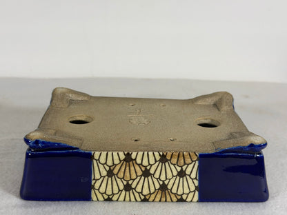 New Japanese Tokoname Glazed Rectangular Bonsai Pot Satomi - 6.25” By 4.5”
