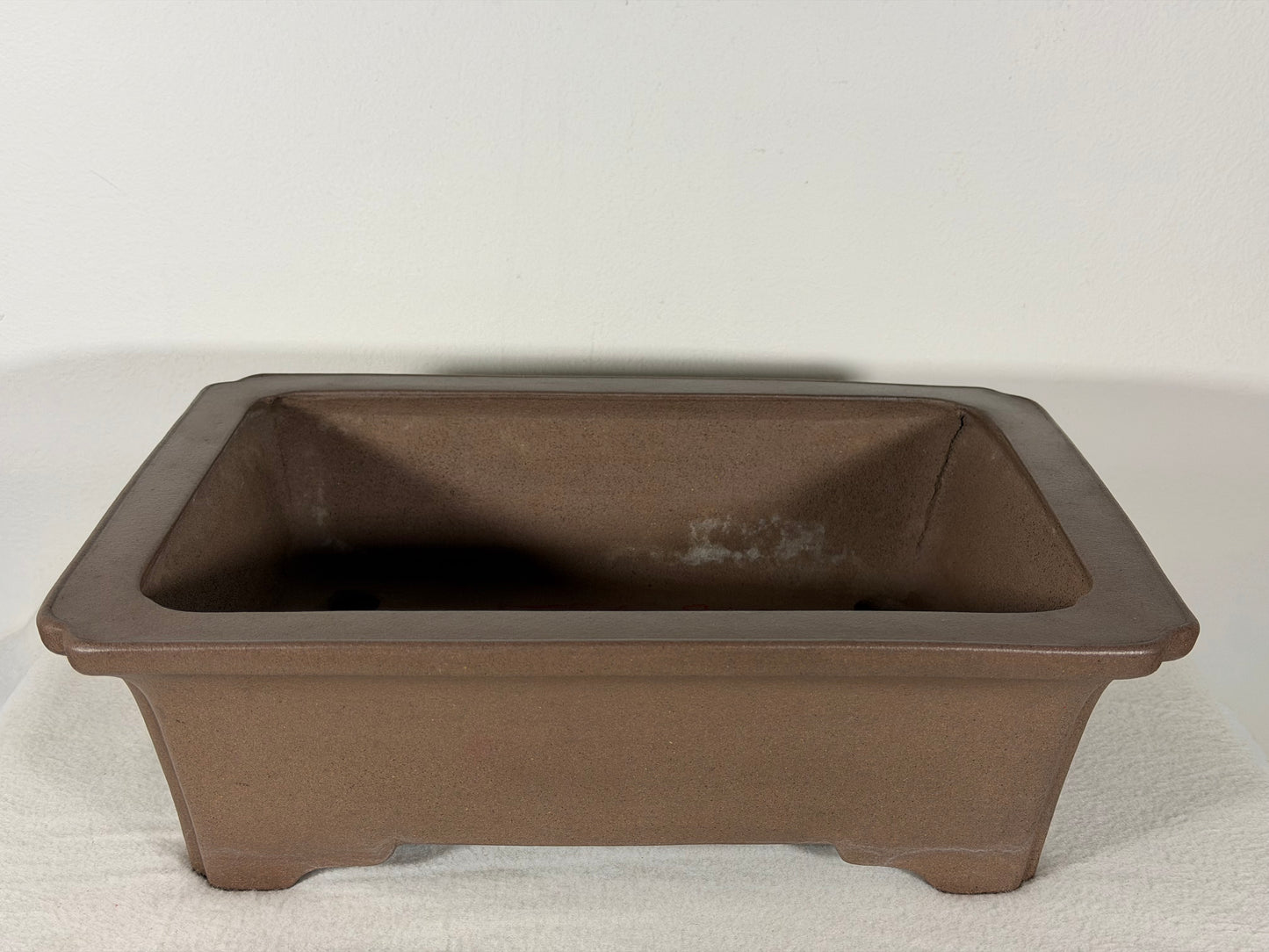 Preowned Japanese Tokoname Unglazed Rectangular Bonsai Pot Keizan - 12” By 9.25”