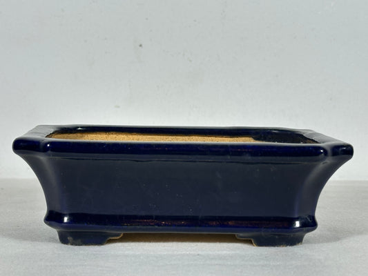 Preowned Japanese Tokoname Glazed Rectangular Bonsai Pot Hatutori - 6.25” By 4.75”