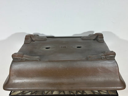 Preowned Japanese Tokoname Unglazed Rectangular Bonsai Pot Syukouzan - 19.5” By 15”