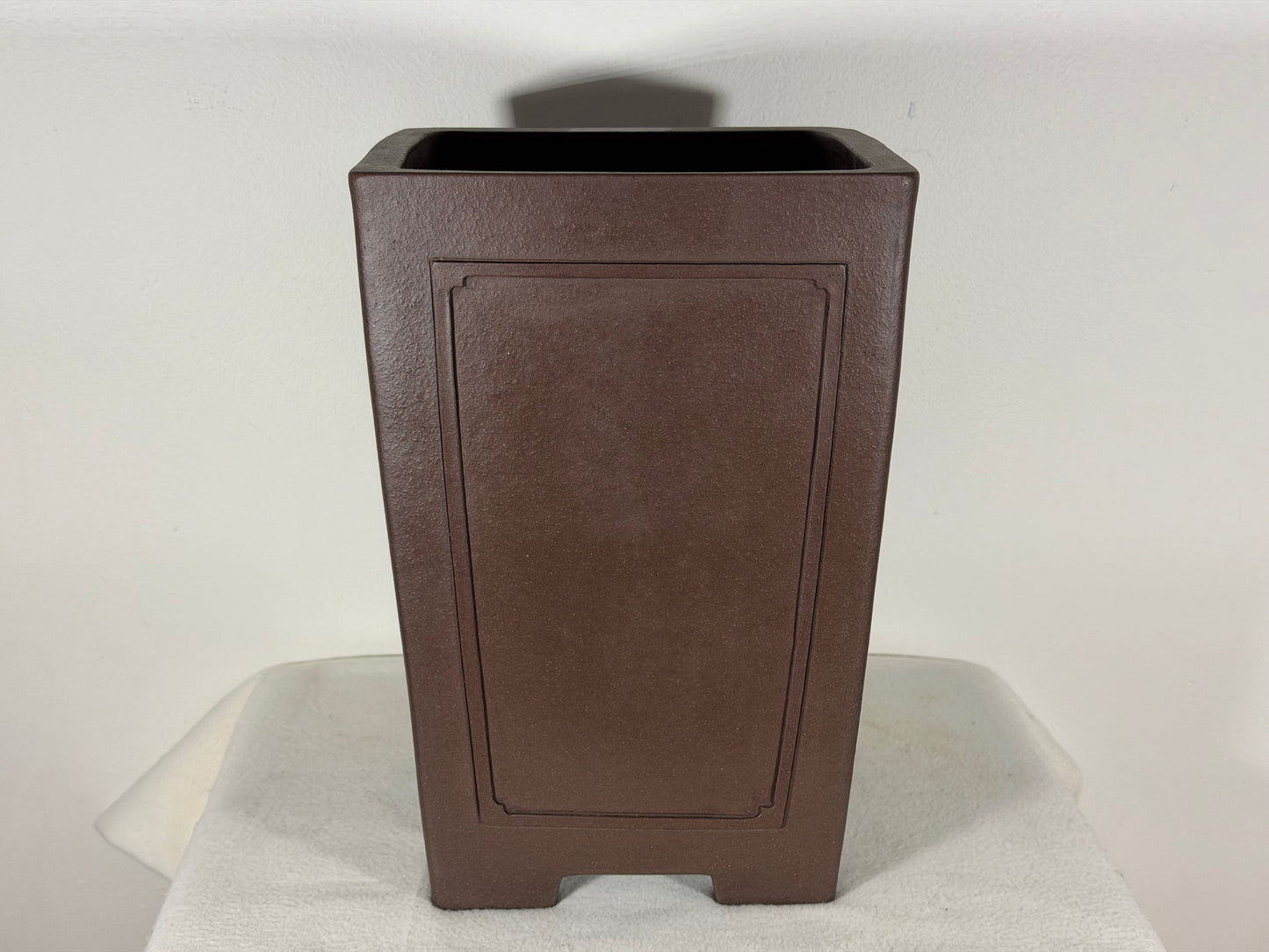Preowned Japanese Tokoname Unglazed Square Cascade Style Bonsai Pot Yamaaki - 8.75” By 12.5”