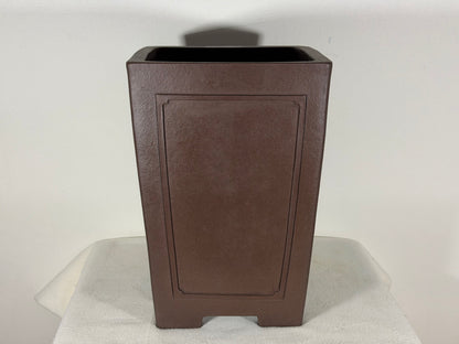 Preowned Japanese Tokoname Unglazed Square Cascade Style Bonsai Pot Yamaaki - 8.75” By 12.5”