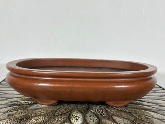 Preowned Japanese Tokoname Unglazed Bag Style Bonsai Pot Yamaaki - 11.75” By 8”