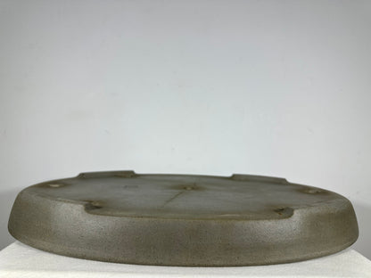 Preowned Japanese Tokoname Unglazed Oval Shallow Bonsai Pot Seizan - 20.5” By 14.5”