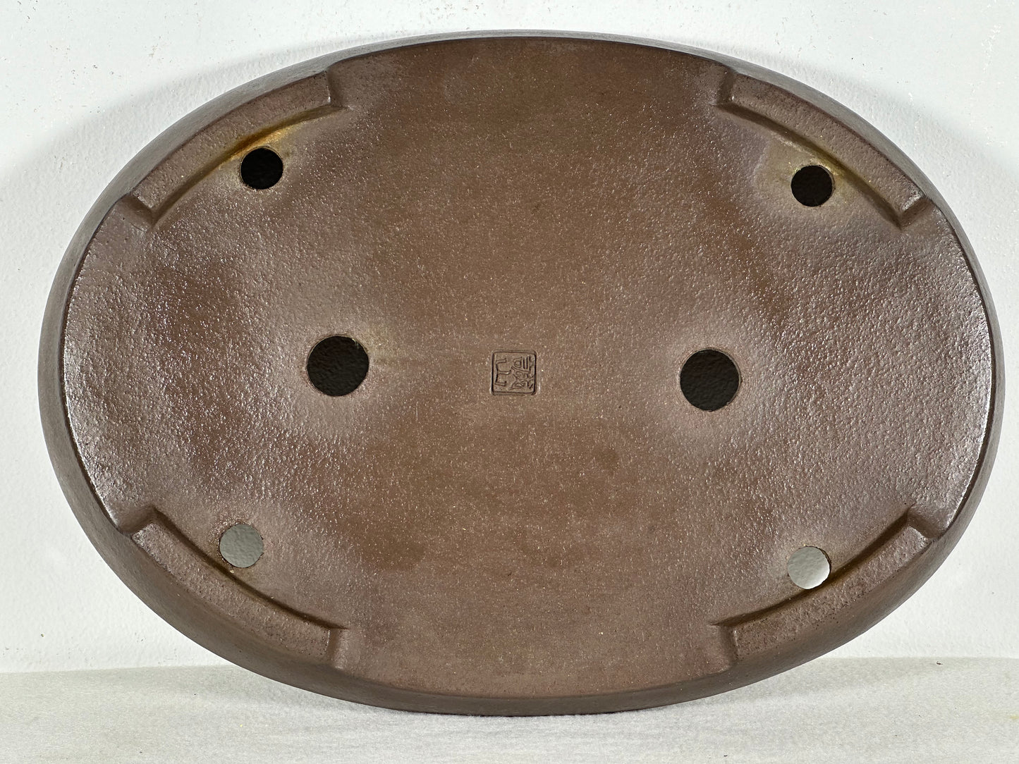 Preowned Japanese Tokoname Unglazed Oval Shallow Bonsai Pot Seizan - 12.5” By 9”
