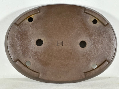 Preowned Japanese Tokoname Unglazed Oval Shallow Bonsai Pot Seizan - 12.5” By 9”