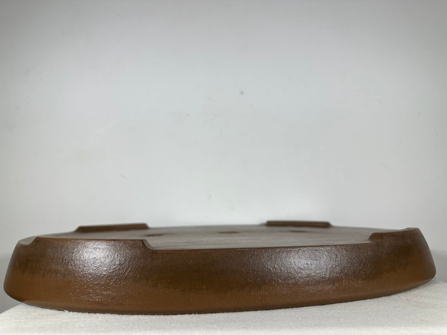 Preowned Japanese Tokoname Unglazed Oval Shallow Bonsai Pot Seizan - 20.5” By 14.5”