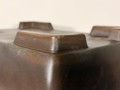 Preowned Japanese Tokoname Unglazed Rectangular Bonsai Pot Keizan - 13.5” By 9”