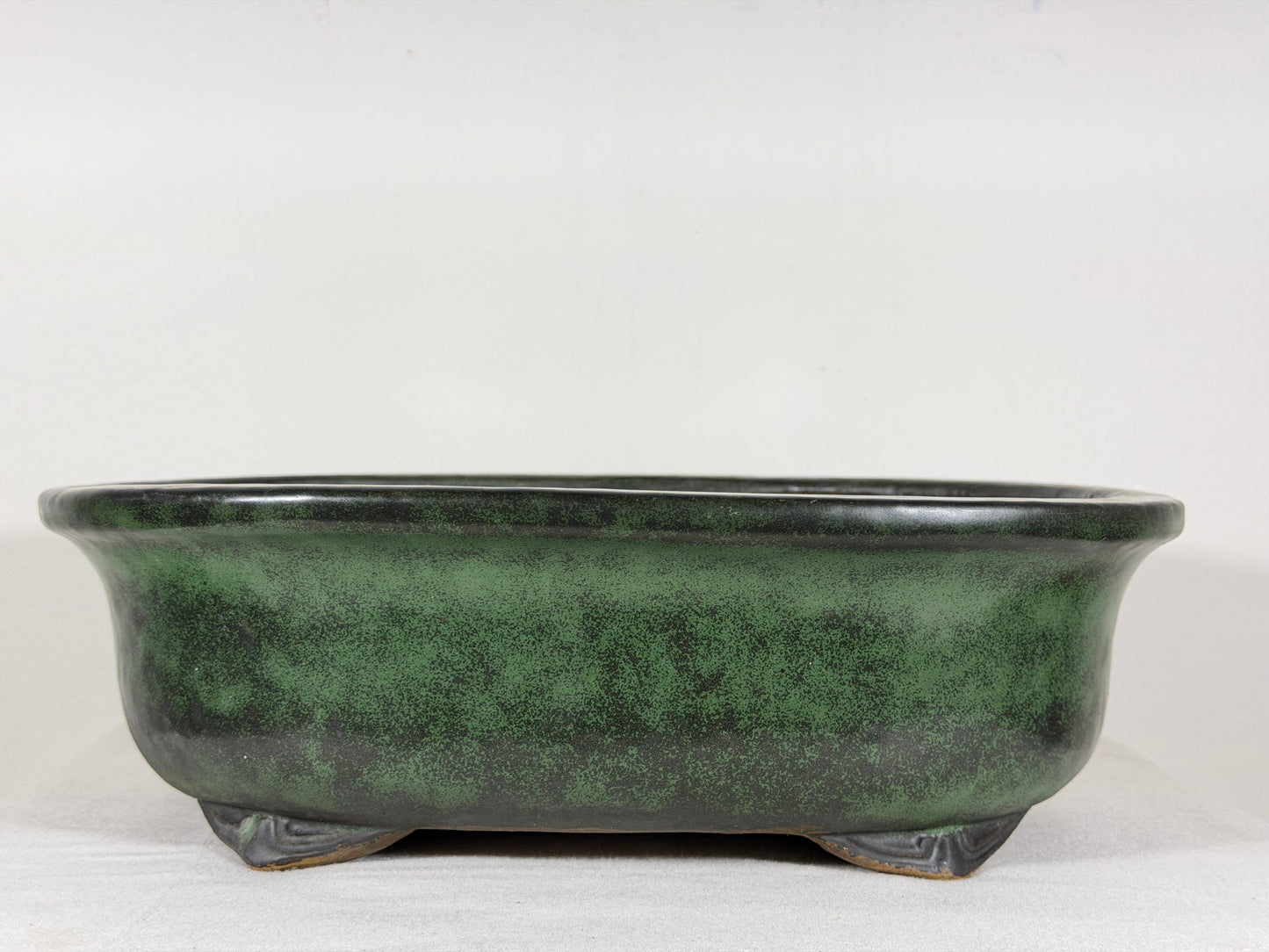 Preowned Japanese Tokoname Glazed Oval Bonsai Pot Syuhou Yoshimura - 13.75” By 10.75”