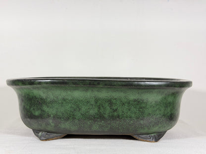 Preowned Japanese Tokoname Glazed Oval Bonsai Pot Syuhou Yoshimura - 13.75” By 10.75”