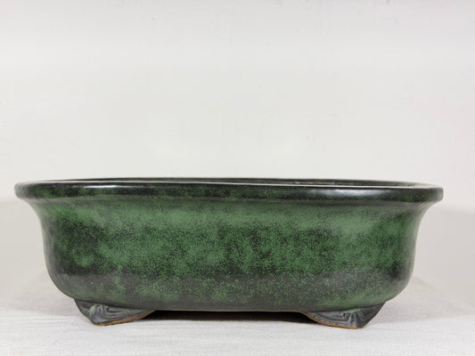 Preowned Japanese Tokoname Glazed Oval High Quality Bonsai Pot Syuhou Yoshimura - 13.75” By 10.75”