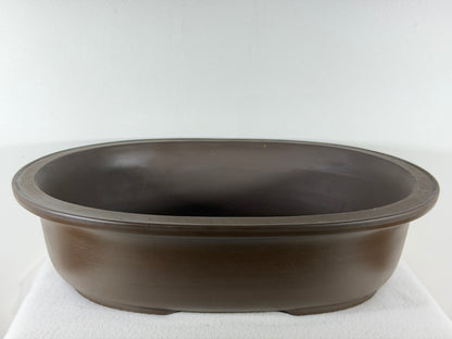 Preowned Japanese Tokoname Oval Unglazed Bonsai Pot Yamagen - 18” By 14.75”