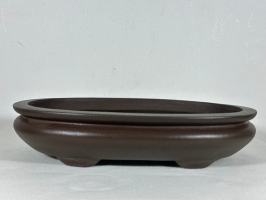Preowned Japanese Tokoname Unglazed Bag Style Bonsai Pot Yamaaki - 11.75” By 8.5”