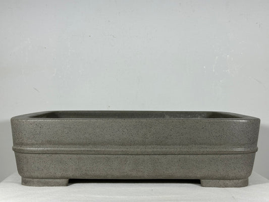Preowned Japanese Tokoname Unglazed Rectangular Bonsai Pot Seizan - 15” By 10.75”