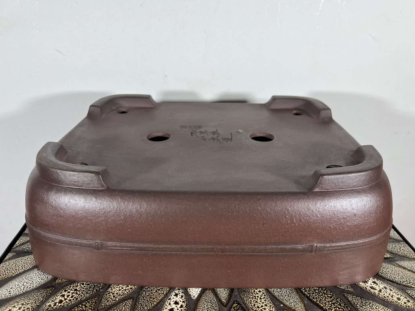 Preowned Japanese Tokoname Unglazed Rectangular Bonsai Pot Yamaaki - 13.75” By 11”