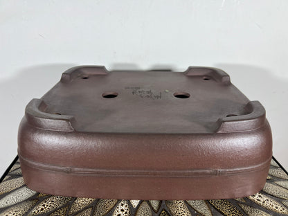 Preowned Japanese Tokoname Unglazed Rectangular Bonsai Pot Yamaaki - 13.75” By 11”