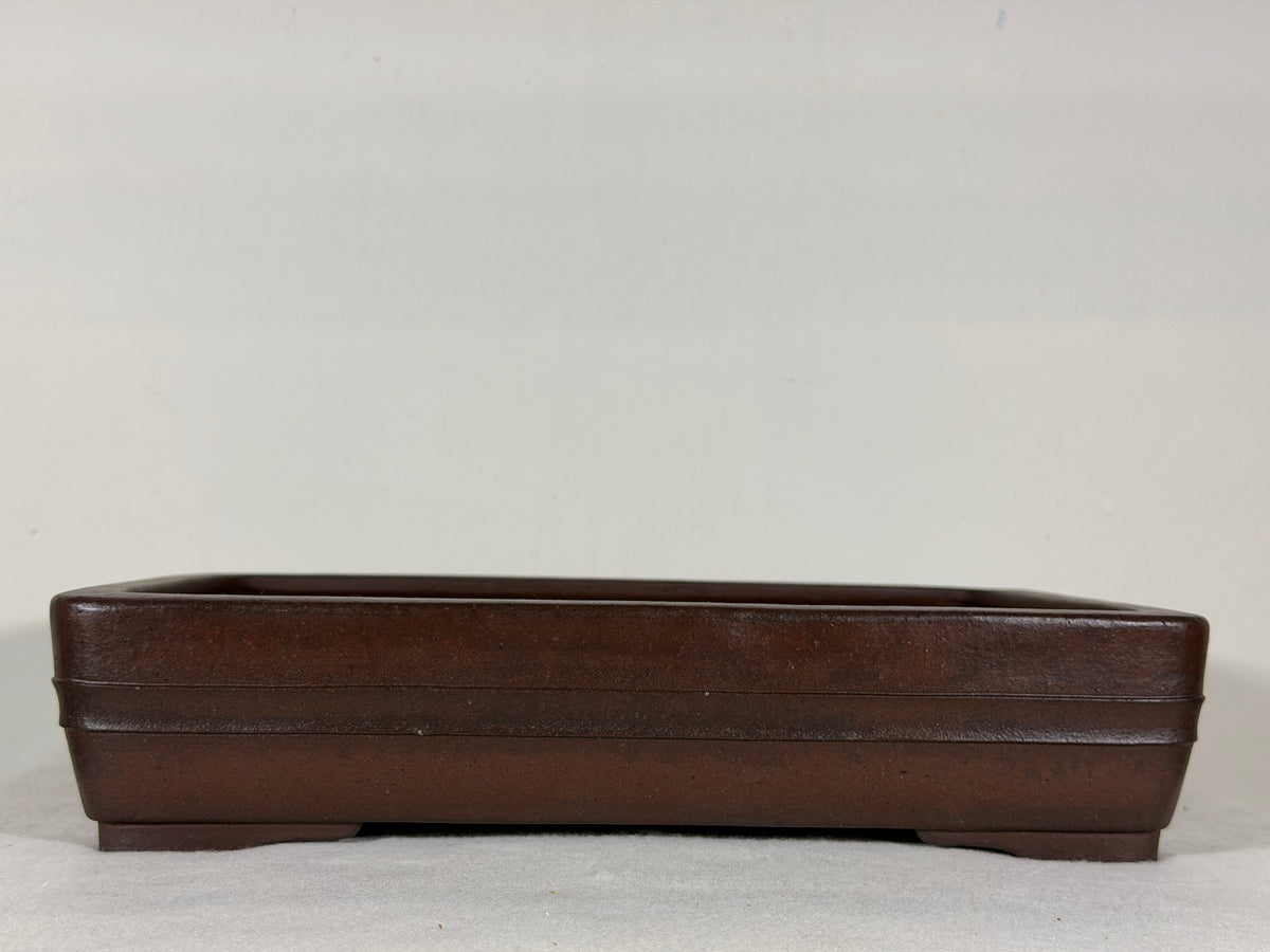Preowned Japanese Tokoname Unglazed Rectangular Bonsai Pot Yamaaki - 12.5” By 9”