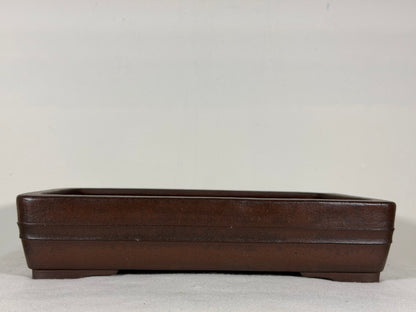 Preowned Japanese Tokoname Unglazed Rectangular Bonsai Pot Yamaaki - 12.5” By 9”