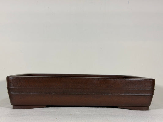 Preowned Japanese Tokoname Unglazed Rectangular Bonsai Pot Yamaaki - 12.5” By 9”