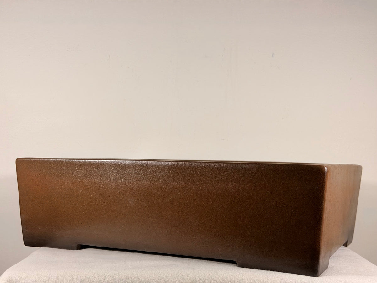 Preowned Japanese Tokoname Unglazed Rectangular Bonsai Pot Gyouzan Nakano - 16.5” By 12.75”