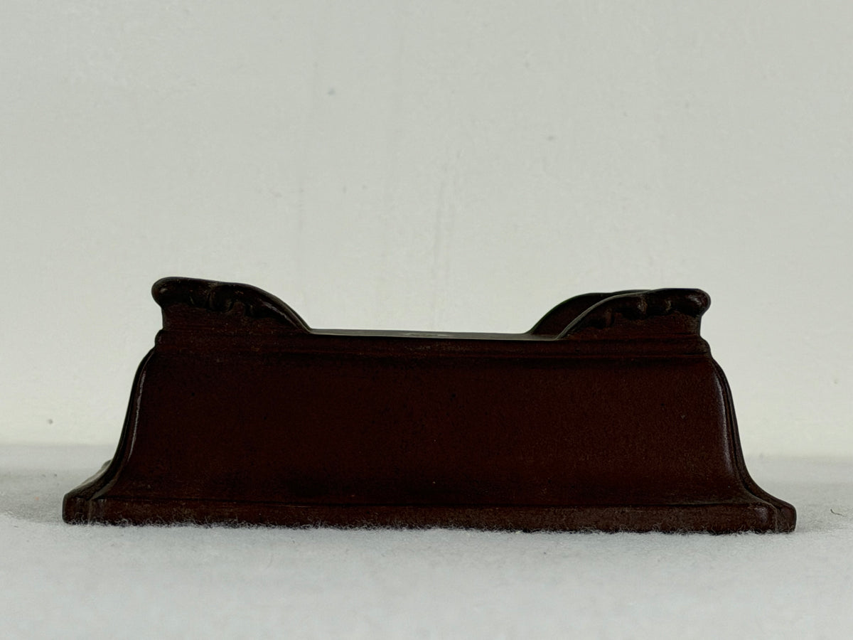 Preowned Japanese Tokoname Unglazed Rectangular Bonsai Pot Yamaaki - 5.25” x 4.25” x 1.75”
