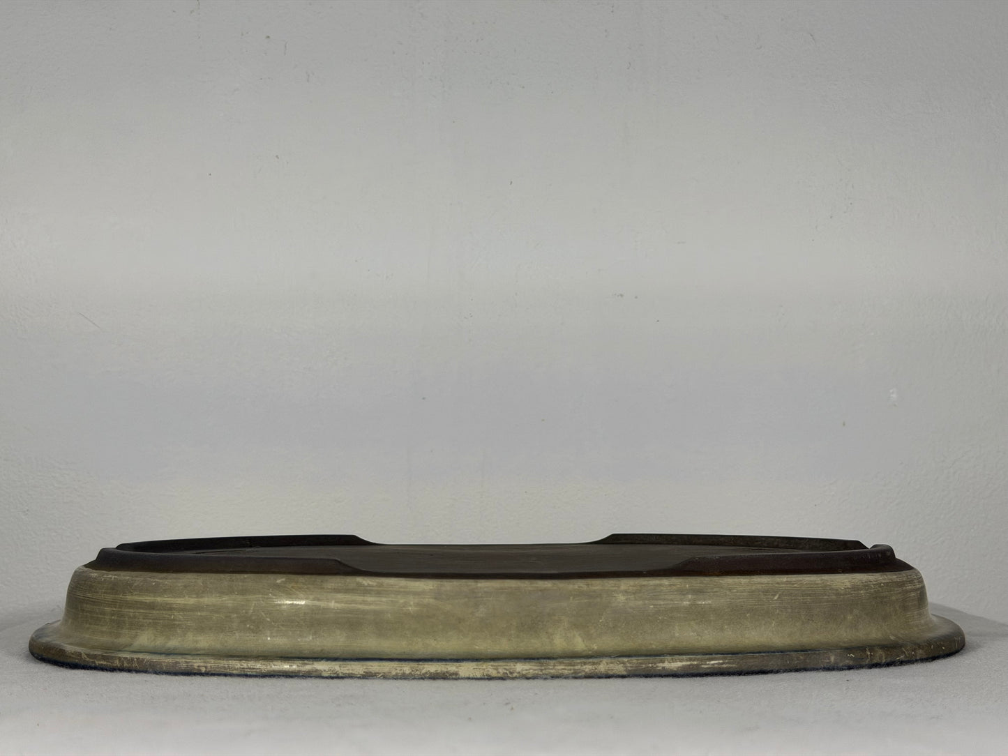 Preowned Japanese Tokoname Glazed Shallow Oval Bonsai Pot - 13.5” By 10”