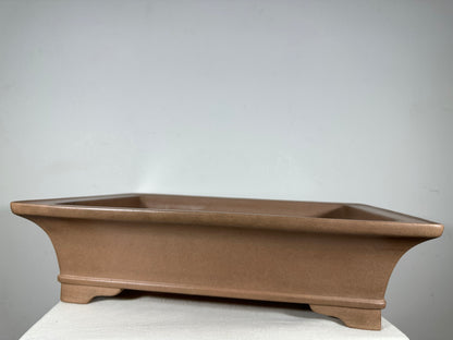 Preowned Japanese Tokoname Unglazed Rectangular Bonsai Pot Seizan - 19.5” By 14.25”