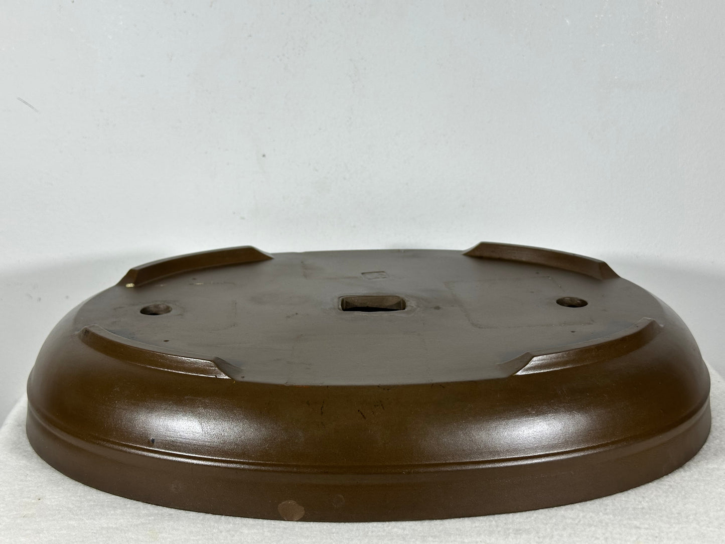Preowned Japanese Tokoname Unglazed Oval Bonsai Pot has Stamp - 15.25” By 11.75”