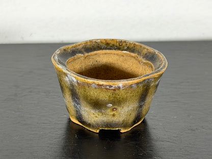 Preowned Vintage Japanese Tokoname Glazed Mokko Style Bonsai Pot Mutou - 1.75” By 1.5”