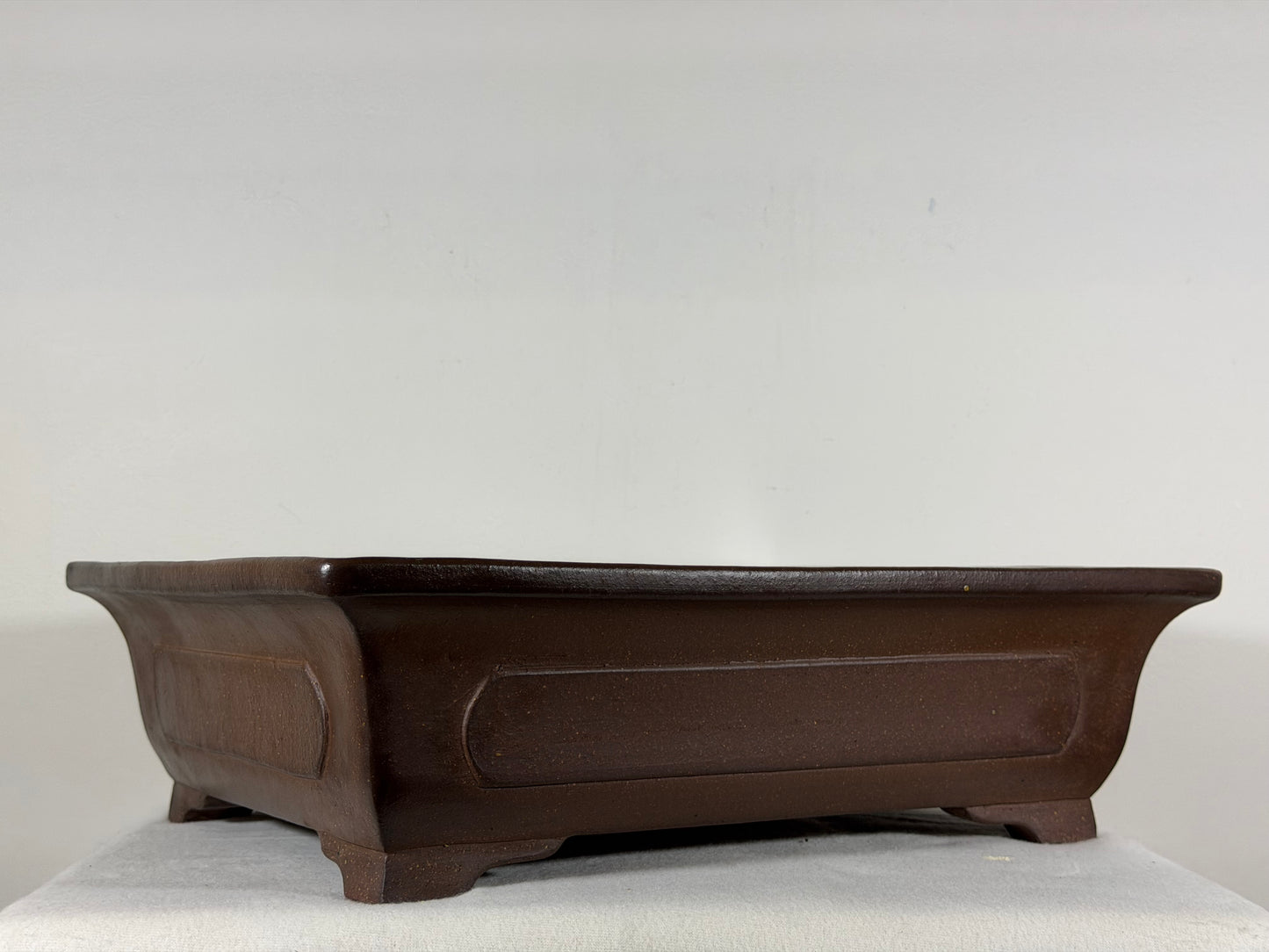 Preowned Japanese Tokoname Unglazed Rectangular Bonsai Pot Itukoudou - 15.75” By 13”
