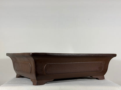 Preowned Japanese Tokoname Unglazed Rectangular Bonsai Pot Itukoudou - 15.75” By 13”