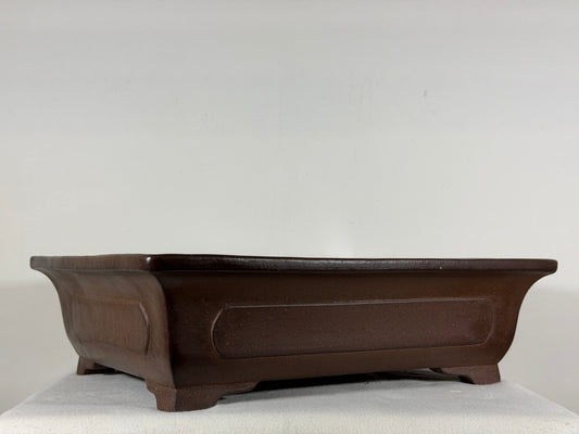 Preowned Japanese Tokoname Unglazed Rectangular Bonsai Pot Itukoudou - 15.75” By 13”
