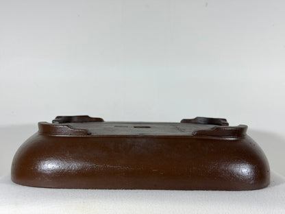 Preowned Vintage Japanese Tokoname Unglazed Rectangular Bonsai Pot Watanabe Syukouzan - 15” By 12.25”