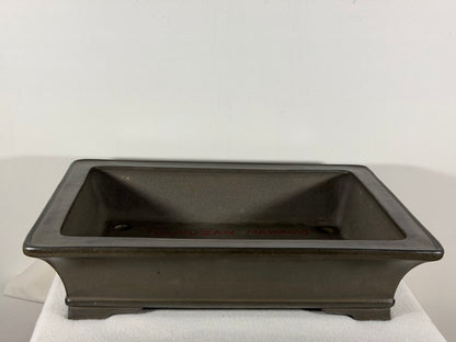 Preowned Japanese Tokoname Unglazed Rectangular Bonsai Pot Gyouzan Nakano - 16.5” By 12”