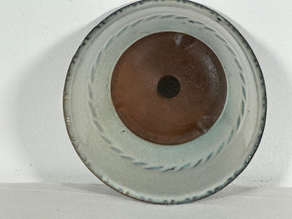 Preowned Japanese Tokoname Glazed Round Bonsai Pot with Patina - 6.5” By 2.75”