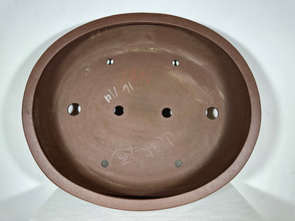 Preowned Japanese Tokoname Unglazed Oval  Bonsai Pot Yamaaki - 19” By 15.75”