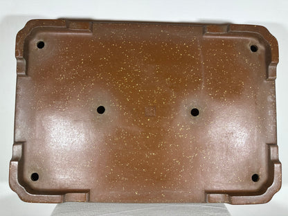 Preowned Japanese Tokoname Unglazed Rectangular Shallow Bonsai Pot Seizan - 25.25” By 17.5”