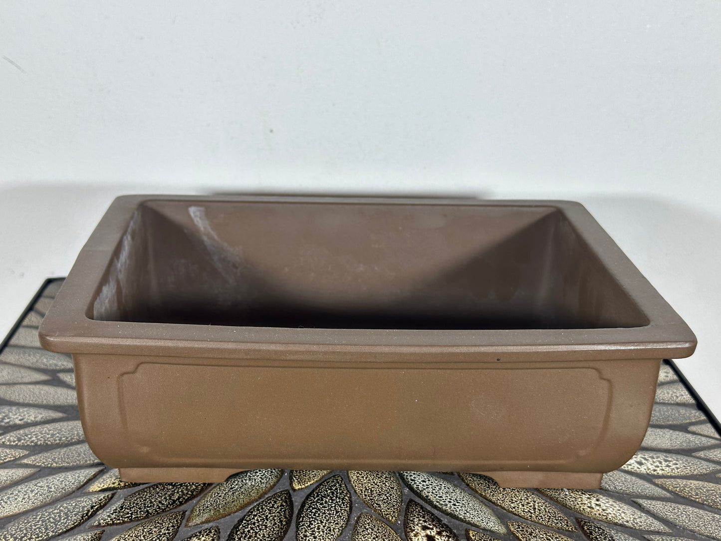 Preowned Japanese Tokoname Unglazed Rectangular Bonsai Pot - 11” By 8.5”