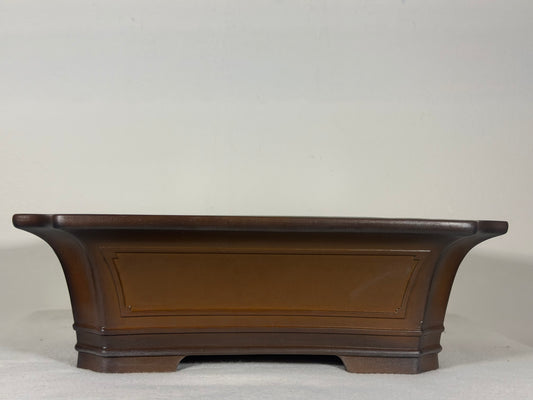 Preowned Japanese Tokoname Unglazed Rectangular Bonsai Pot Bigei - 12” By 9.25”