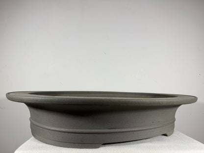 New Japanese Tokoname Unglazed Oval Bonsai Pot Kisen - 23” By 19”